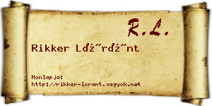 Rikker Lóránt névjegykártya